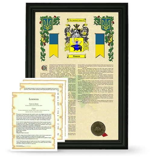 Homon Framed Armorial History and Symbolism - Black