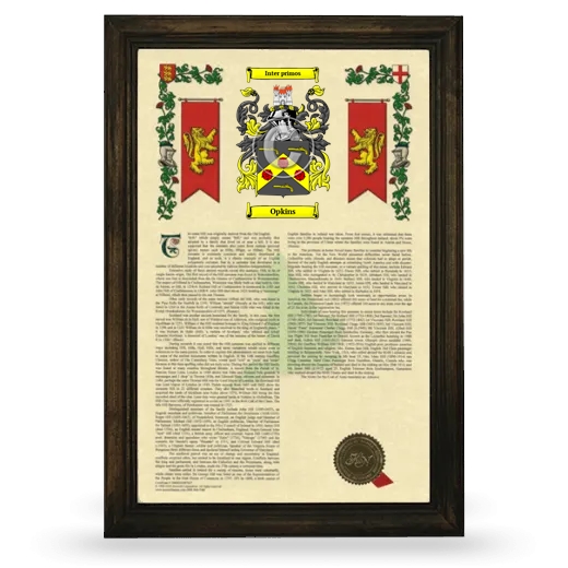 Opkins Armorial History Framed - Brown