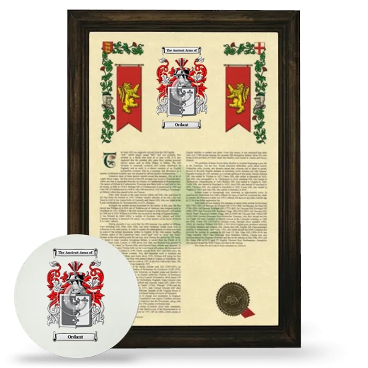 Ordant Framed Armorial History and Mouse Pad - Brown