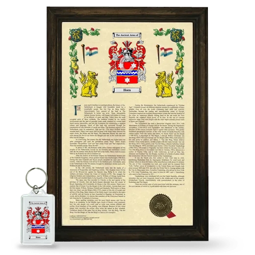 Horn Framed Armorial History and Keychain - Brown