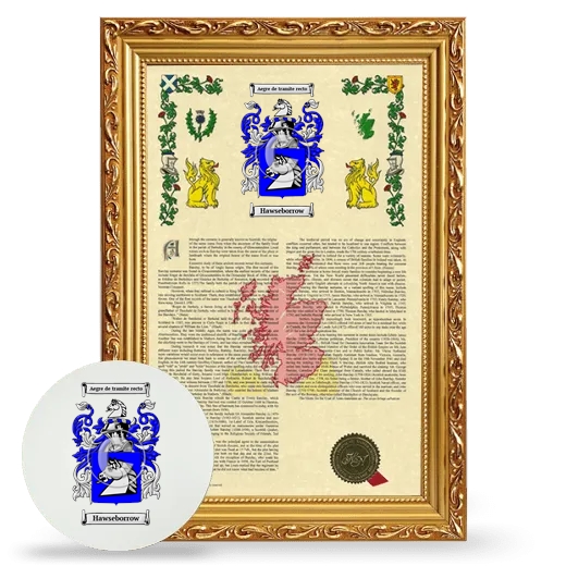 Hawseborrow Framed Armorial History and Mouse Pad - Gold