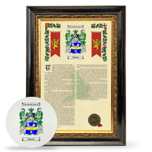 Hawsey Framed Armorial History and Mouse Pad - Heirloom