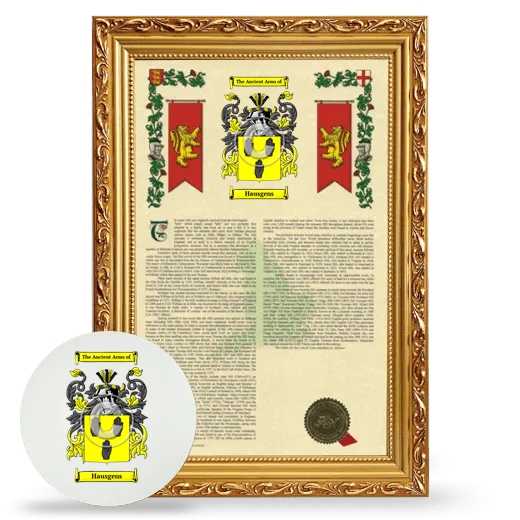 Hausgens Framed Armorial History and Mouse Pad - Gold