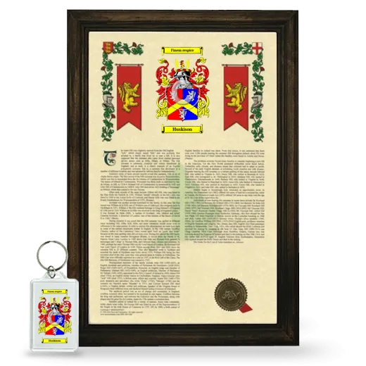 Huskison Framed Armorial History and Keychain - Brown