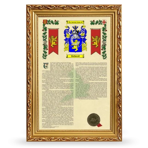 Hothersil Armorial History Framed - Gold