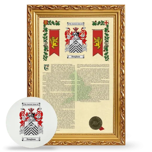 Hougham Framed Armorial History and Mouse Pad - Gold