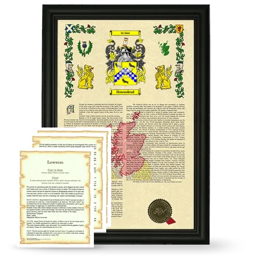 Howsedend Framed Armorial History and Symbolism - Black