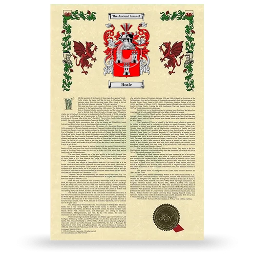 Hoale Armorial History with Coat of Arms