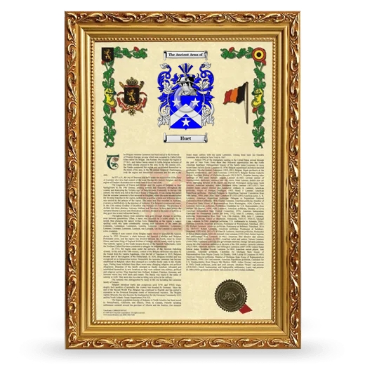 Huet Armorial History Framed - Gold