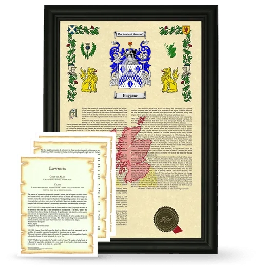 Huggane Framed Armorial History and Symbolism - Black