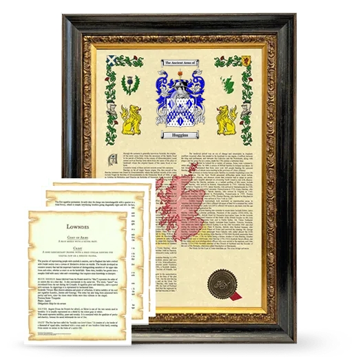 Huggins Framed Armorial History and Symbolism - Heirloom