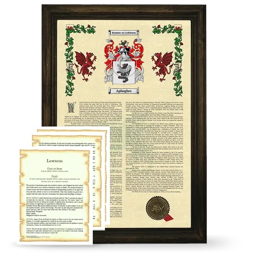 Aphughes Framed Armorial History and Symbolism - Brown