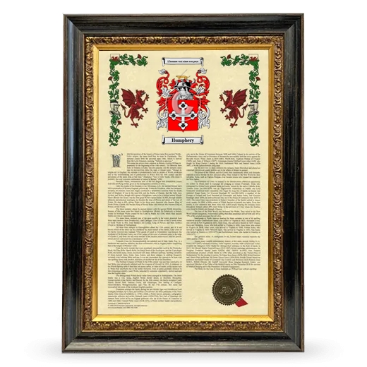 Humphery Armorial History Framed - Heirloom