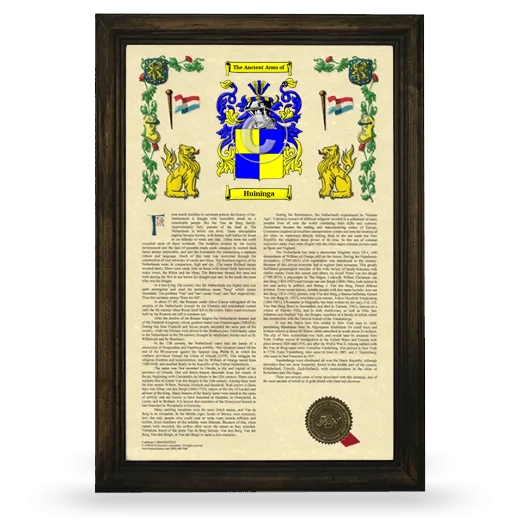 Huininga Armorial History Framed - Brown