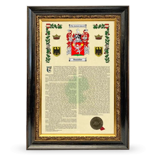 Hunsicker Armorial History Framed - Heirloom