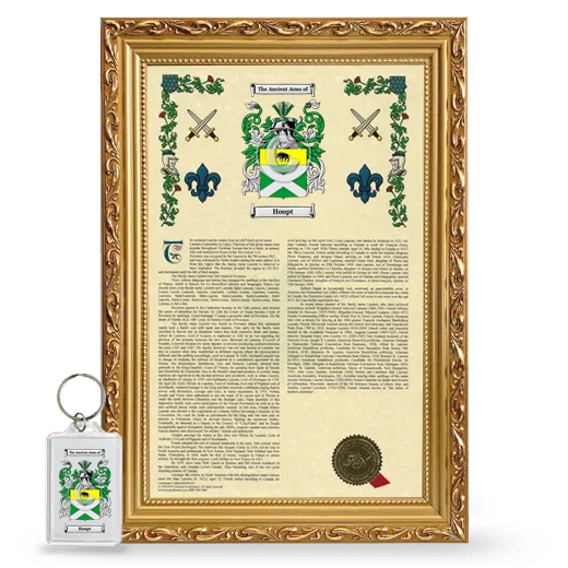 Houpt Framed Armorial History and Keychain - Gold