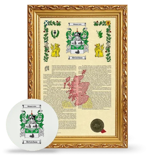 McCutcham Framed Armorial History and Mouse Pad - Gold