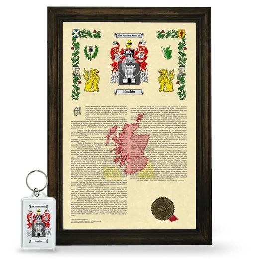 Hutchin Framed Armorial History and Keychain - Brown