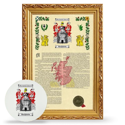 MacQuistin Framed Armorial History and Mouse Pad - Gold