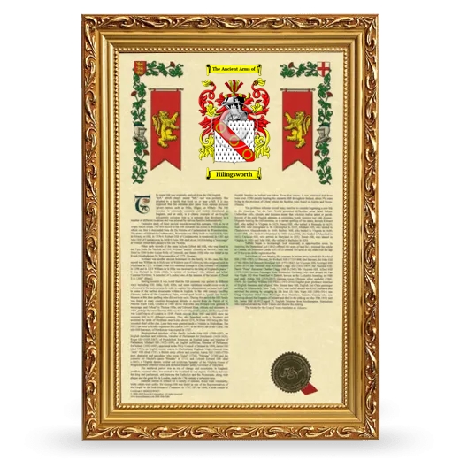 Hilingsworth Armorial History Framed - Gold