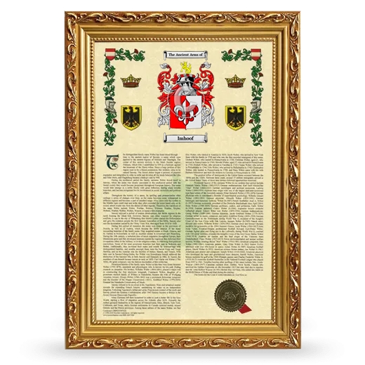 Imhoof Armorial History Framed - Gold