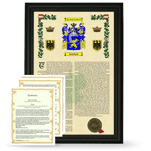 Immsland Framed Armorial History and Symbolism - Black