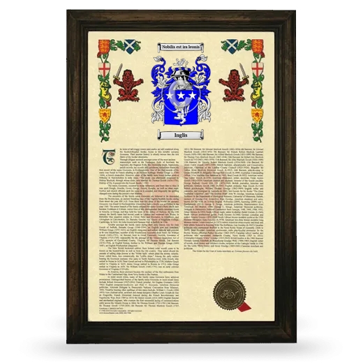 Inglis Armorial History Framed - Brown
