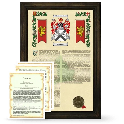 Inglesby Framed Armorial History and Symbolism - Brown