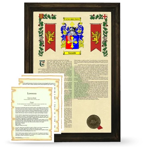 Earnside Framed Armorial History and Symbolism - Brown