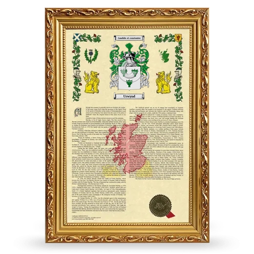 Urwynd Armorial History Framed - Gold