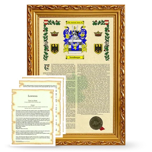 Issenburger Framed Armorial History and Symbolism - Gold