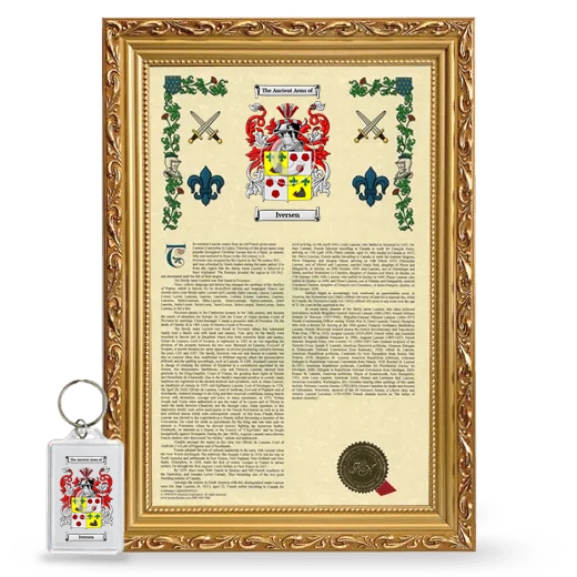 Iversen Framed Armorial History and Keychain - Gold