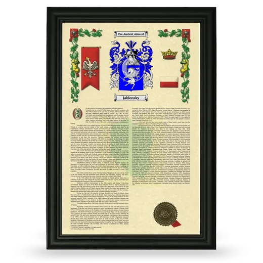 Jablonsky Armorial History Framed - Black