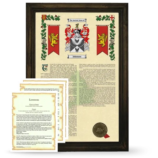 Jakaman Framed Armorial History and Symbolism - Brown