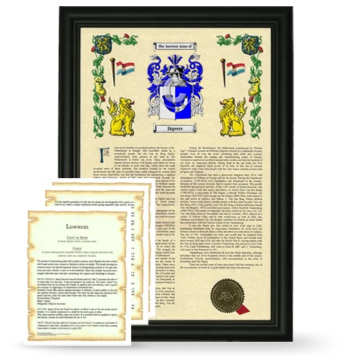 Jägerrs Framed Armorial History and Symbolism - Black