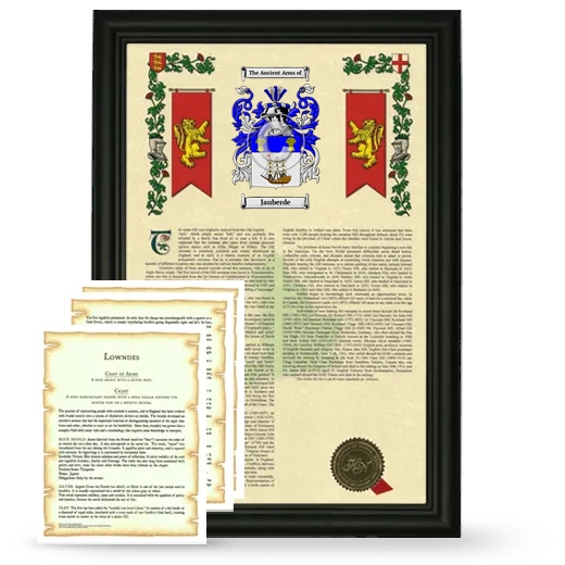 Jauberde Framed Armorial History and Symbolism - Black