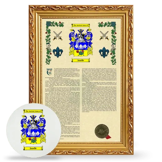 Janelle Framed Armorial History and Mouse Pad - Gold