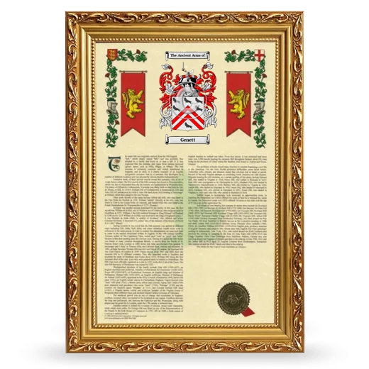 Genett Armorial History Framed - Gold