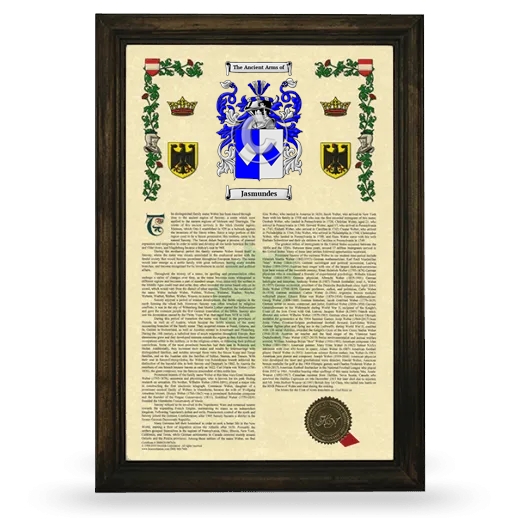 Jasmundes Armorial History Framed - Brown