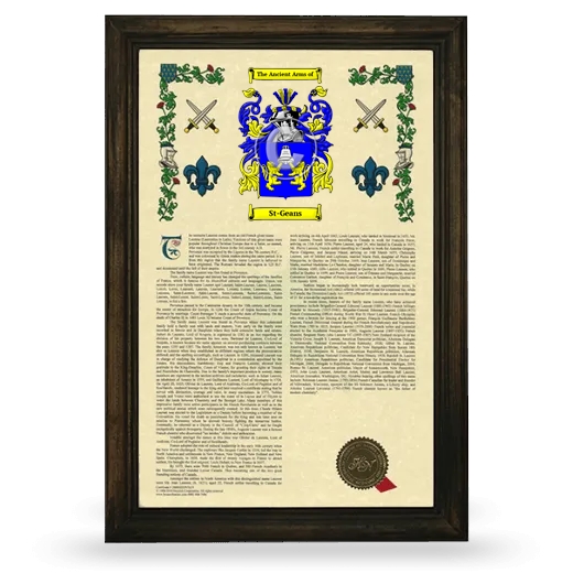 St-Geans Armorial History Framed - Brown