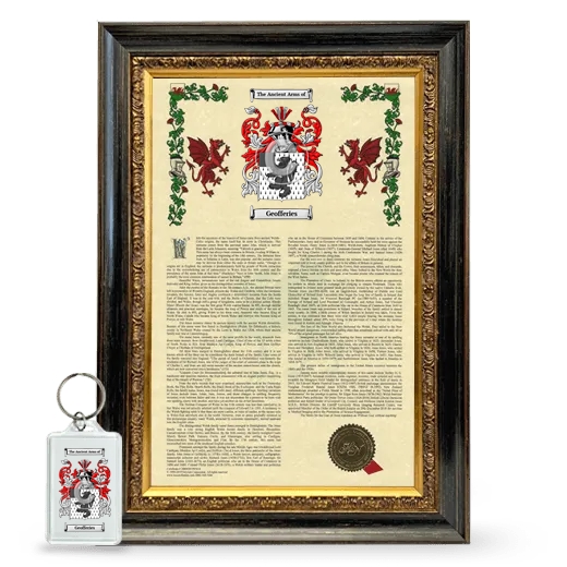 Geofferies Framed Armorial History and Keychain - Heirloom