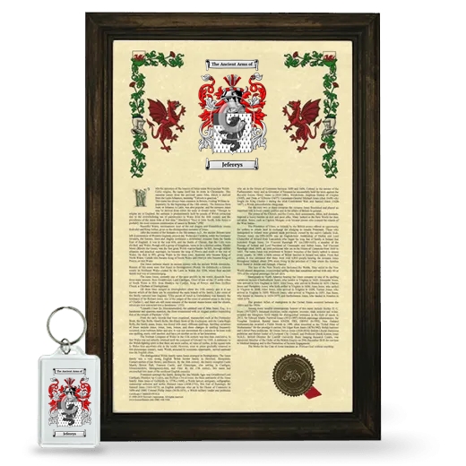 Jefereys Framed Armorial History and Keychain - Brown