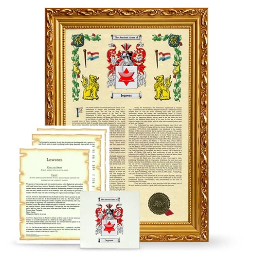 Jegeers Framed Armorial, Symbolism and Large Tile - Gold