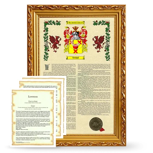 Yevind Framed Armorial History and Symbolism - Gold