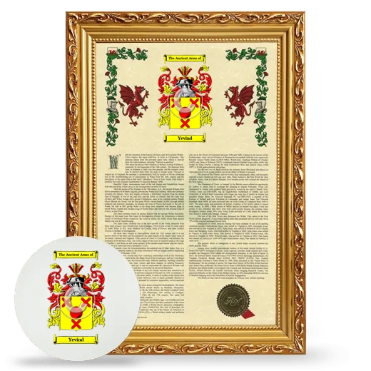 Yevind Framed Armorial History and Mouse Pad - Gold