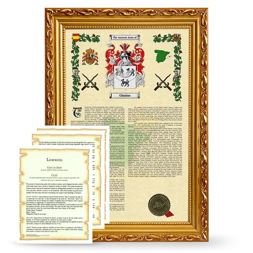 Gimino Framed Armorial History and Symbolism - Gold