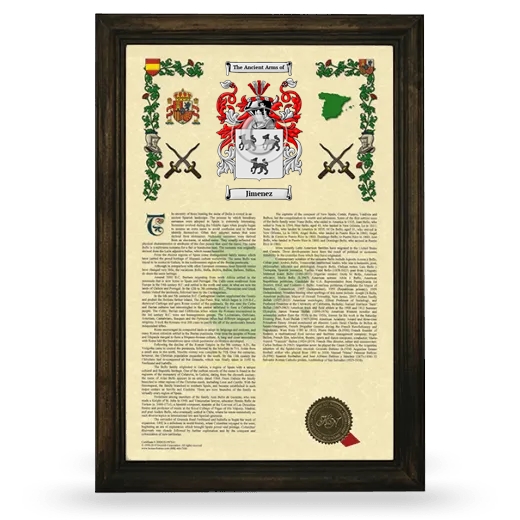 Jimenez Armorial History Framed - Brown