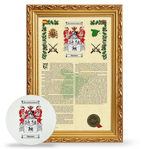 Simenez Framed Armorial History and Mouse Pad - Gold