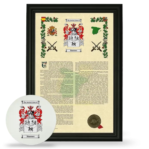 Ximenez Framed Armorial History and Mouse Pad - Black