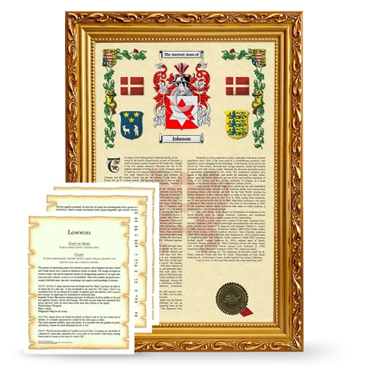 Johnson Framed Armorial History and Symbolism - Gold